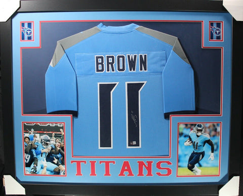 AJ A.J. BROWN (Titans light blue SKYLINE) Signed Autograph Framed Jersey Beckett