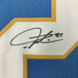 FRAMED Autographed/Signed LADAINIAN TOMLINSON 33x42 Powder Blue Jersey JSA COA