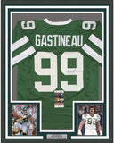 Framed Autographed/Signed Mark Gastineau 33x42 New York Green Jersey JSA COA