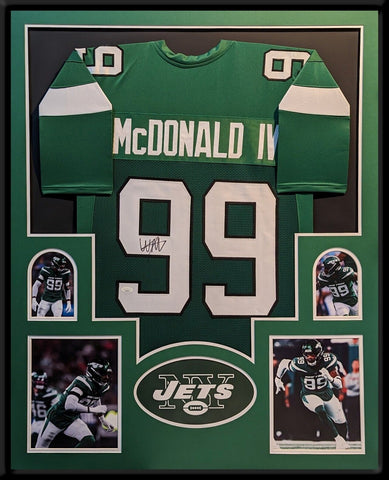 FRAMED NEW YORK JETS WILL MCDONALD IV AUTOGRAPHED SIGNED JERSEY JSA COA