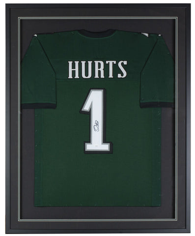 Jalen Hurts Signed Framed Custom Green Pro Style Football Jersey JSA