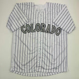 Autographed/Signed Todd Helton HOF 24 Colorado Pinstripe Jersey Tristar COA