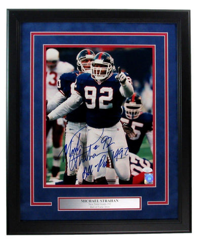 Michael Strahan HOF Inscribed/Signed 11x14 Photo New York Giants Framed JSA 9334