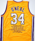 Shaquille O'Neal Signed Gold Los Angeles Pro Style Stat Jersey - Beckett W Holo