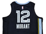 MEMPHIS GRIZZLIES JA MORANT AUTOGRAPHED DARK BLUE NIKE ICON JERSEY 48 BECKETT