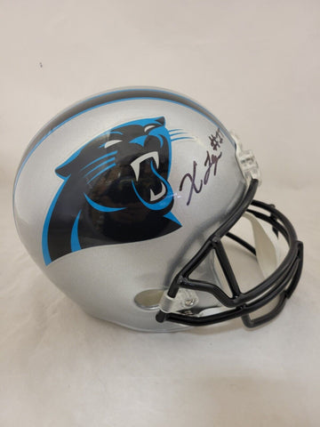 XAVIER LEGETTE SIGNED CAROLINA PANTHERS F/S VSR4 REPLICA HELMET BECKETT QR