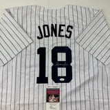 Autographed/Signed Andruw Jones New York Pinstripe Baseball Jersey JSA COA