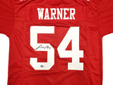 SAN FRANCISCO 49ERS FRED WARNER AUTOGRAPHED RED JERSEY BECKETT WITNESS 231912