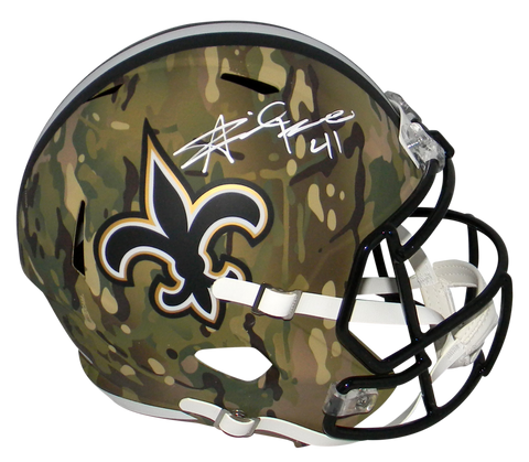 ALVIN KAMARA SIGNED NEW ORLEANS SAINTS CAMO FULL SIZE SPEED HELMET BECKETT