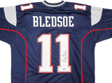 NEW ENGLAND PATRIOTS DREW BLEDSOE AUTOGRAPHED BLUE JERSEY BECKETT WITNESS 230043