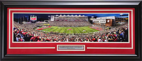 FRAMED 12X36 PANORAMIC PHOTO WASHINGTON STATE GAMEDAY WIN VS OREGON 235673