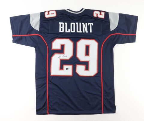 LeGarrette Blount Signed Patriots Jersey (Beckett)2xNew England Super Bowl Champ