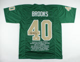 Reggie Brooks Signed Notre Dame Fighting Irish Career Stat Jersey (JSA Hologram)