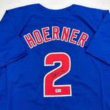 Autographed/Signed Nico Hoerner Chicago Blue Baseball Jersey Beckett BAS COA