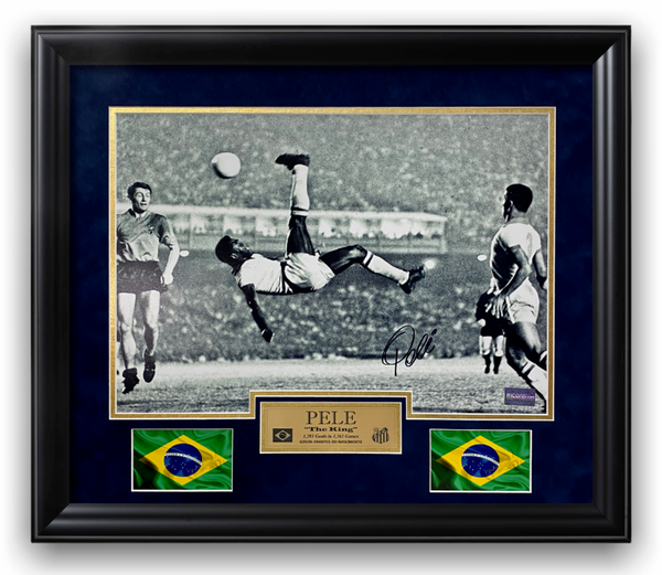 Pele Signed Autographed Photo Custom Framed to 20x24 Icons