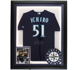 Ichiro Suzuki Signed Seattle Mariners Majestic LED Framed Blue MLB Jersey