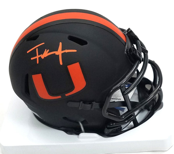 Frank Gore Autographed Miami Hurricanes UM Eclipse Mini Helmet Beckett Witnessed