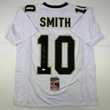 Autographed/Signed TRE'QUAN SMITH New Orleans White Football Jersey JSA COA Auto