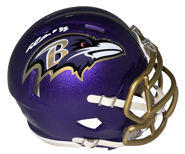 GUS EDWARDS SIGNED BALTIMORE RAVENS FLASH SPEED MINI HELMET BECKETT