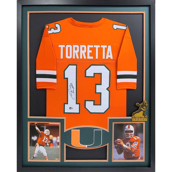 Gino Torretta Autographed Signed Framed Miami Hurricanes Heisman Jersey BECKETT