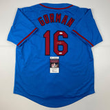 Autographed/Signed Nolan Gorman St. Louis Blue Baseball Jersey JSA COA