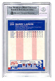 Barry Larkin Signed 1987 Fleer #204 Slab Trading Card Beckett 44490