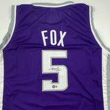 Autographed/Signed DE'AARON FOX Sacramento Purple Jersey Beckett BAS COA Auto