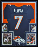 FRAMED IN SUEDE DENVER BRONCOS JOHN ELWAY AUTOGRAPHED SIGNED JERSEY BECKETT HOLO