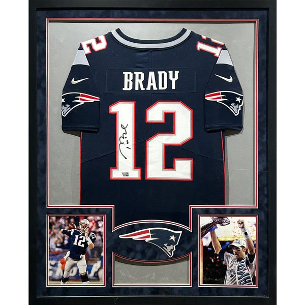 Tom Brady Autographed Signed Framed New England Patriots BS Jersey FANATICS