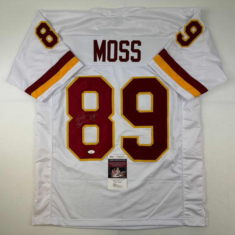 Autographed/Signed Santana Moss Washington White Football Jersey JSA COA