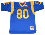 ISAAC BRUCE SIGNED ST LOUIS RAMS #80 MITCHELL & NESS JERSEY BECKETT W/ HOF 20