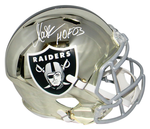 MARCUS ALLEN SIGNED OAKLAND RAIDERS FULL SIZE CHROME HELMET BECKETT W/ HOF 03