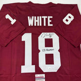 Autographed/Signed Jason White 03 Heisman Oklahoma Maroon College Jersey JSA COA