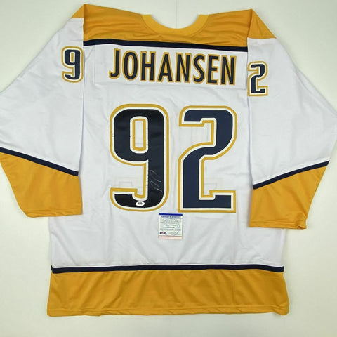 Autographed/Signed RYAN JOHANSEN Nashville White Hockey Jersey PSA/DNA COA Auto