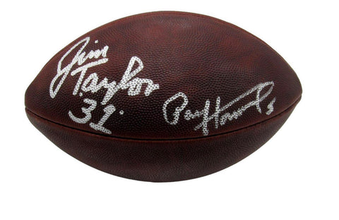 Paul Hornung/Jim Taylor Packers Signed NFL Duke Leather Football PSA/DNA 189409