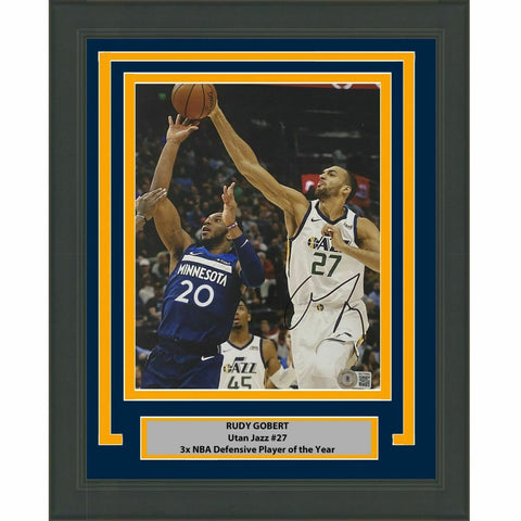 FRAMED Autographed/Signed RUDY GOBERT Utah Jazz 8x10 Basketball Photo BAS COA