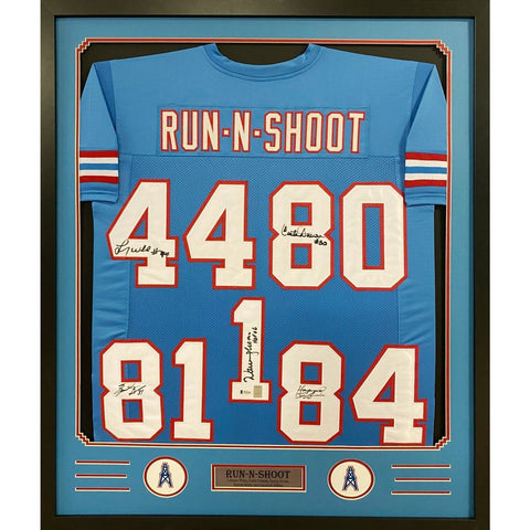 Run & Shoot Autographed Signed Framed Houston Oilers Jersey BECKETT