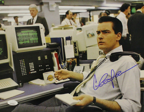 Charlie Sheen Autographed/Signed Wall Street 11x14 Photo Bud Fox JSA 33304