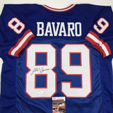 Autographed/Signed Mark Bavaro New York Blue Football Jersey JSA COA