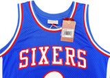 76ERS JULIUS DR. J ERVING AUTOGRAPHED MITCHELL & NESS JERSEY XL BECKETT 230253