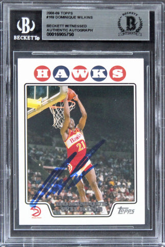 Hawks Dominique Wilkins Authentic Signed 2008 Topps #169 Card BAS Slabbed