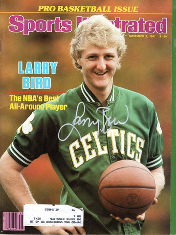 Larry Bird Signed Boston Celtics Sports Illustrated 11/9/91 Beckett Witnessed