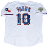 MICHAEL YOUNG SIGNED TEXAS RANGERS 2011 WORLD SERIES MAJESTIC JERSEY BECKETT