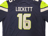 SEAHAWKS TYLER LOCKETT AUTOGRAPHED BLUE NIKE ON FIELD JERSEY SIZE XXL MCS 222039