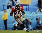 Dexter Jackson Autographed 16x20 Running With Ball Photo W/ SB MVP- JSA W Auth