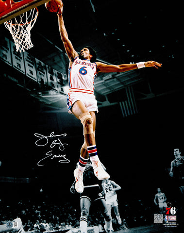 JULIUS "DR. J" ERVING AUTOGRAPHED 16X20 PHOTO 76ERS BECKETT WITNESS 232707