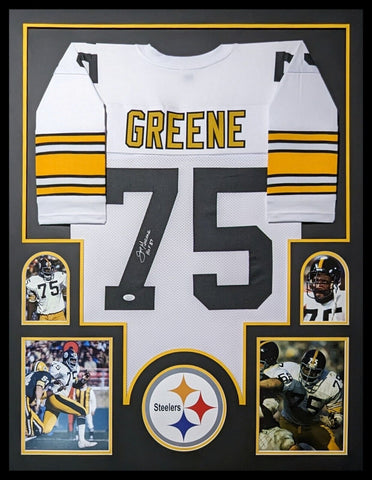 FRAMED PITTSBURGH STEELERS MEAN JOE GREENE AUTOGRAPHED JERSEY JSA COA