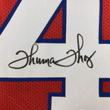 Framed Autographed/Signed Thurman Thomas 35x39 Buffalo Red Jersey JSA COA