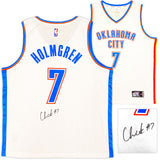 THUNDER CHET HOLMGREN AUTOGRAPHED WHITE FANATICS JERSEY SIZE L BECKETT 234061