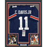 Framed Autographed/Signed Chris Davis Jr. 35x39 Auburn Blue Jersey JSA COA